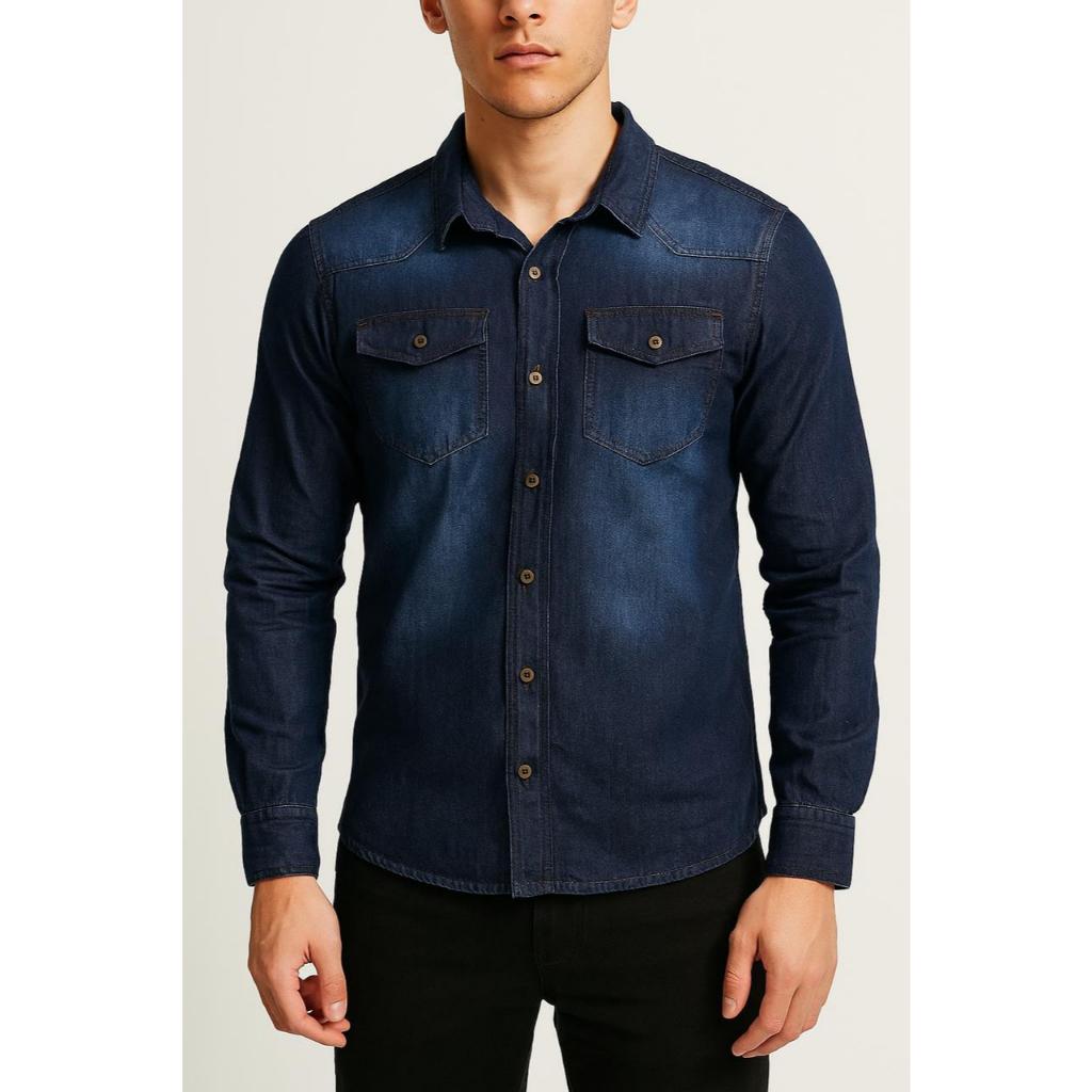 Camisa Jeans Masculina Slim Fit