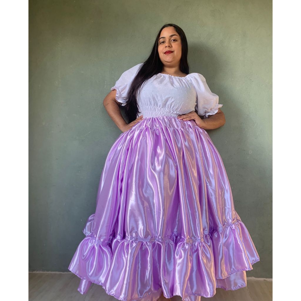 saia encanto erê cetim com babado umbanda candomblé Mariazinha/Ritinha/florzinha/Melzinha/abelhinha/Julinha/conchinha