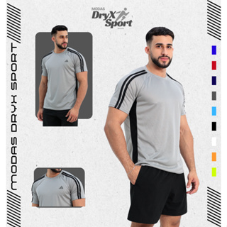 Camiseta Com Três Linhas Esportiva Masculina Fitness Academia Corrida Treino Drifit Dryfit em Oferta na Shopee