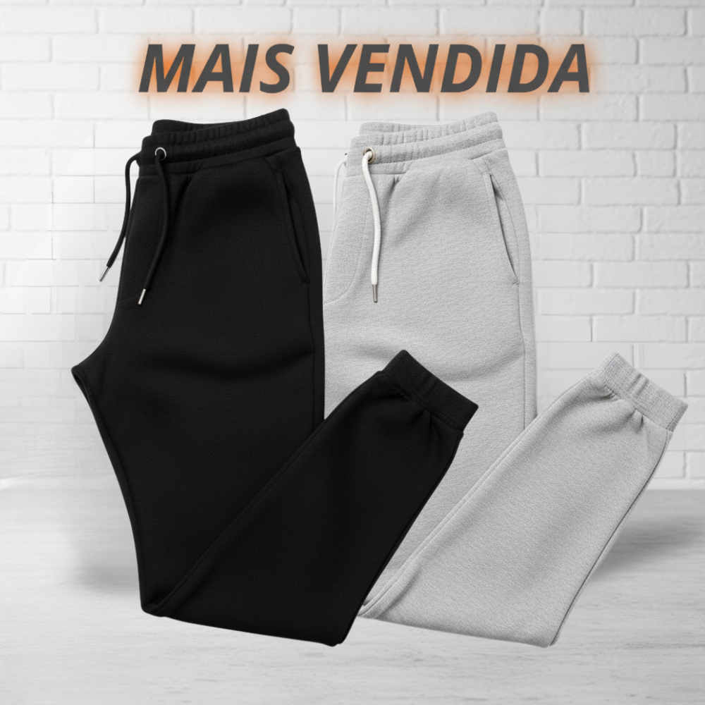 Kit Calça de Moletom Algodão Unissex com Elástico e Punho Conforto e Estilo