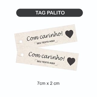 Tag palito Com Carinho pequena personalizada papel reciclado em Oferta na Shopee