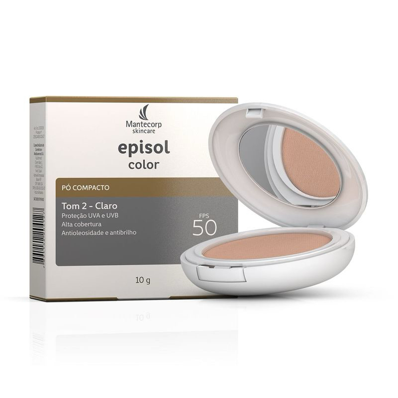 Protetor Solar Facial em Pó Compacto Episol Color FPS 50 | Tom 2 - Claro 10g