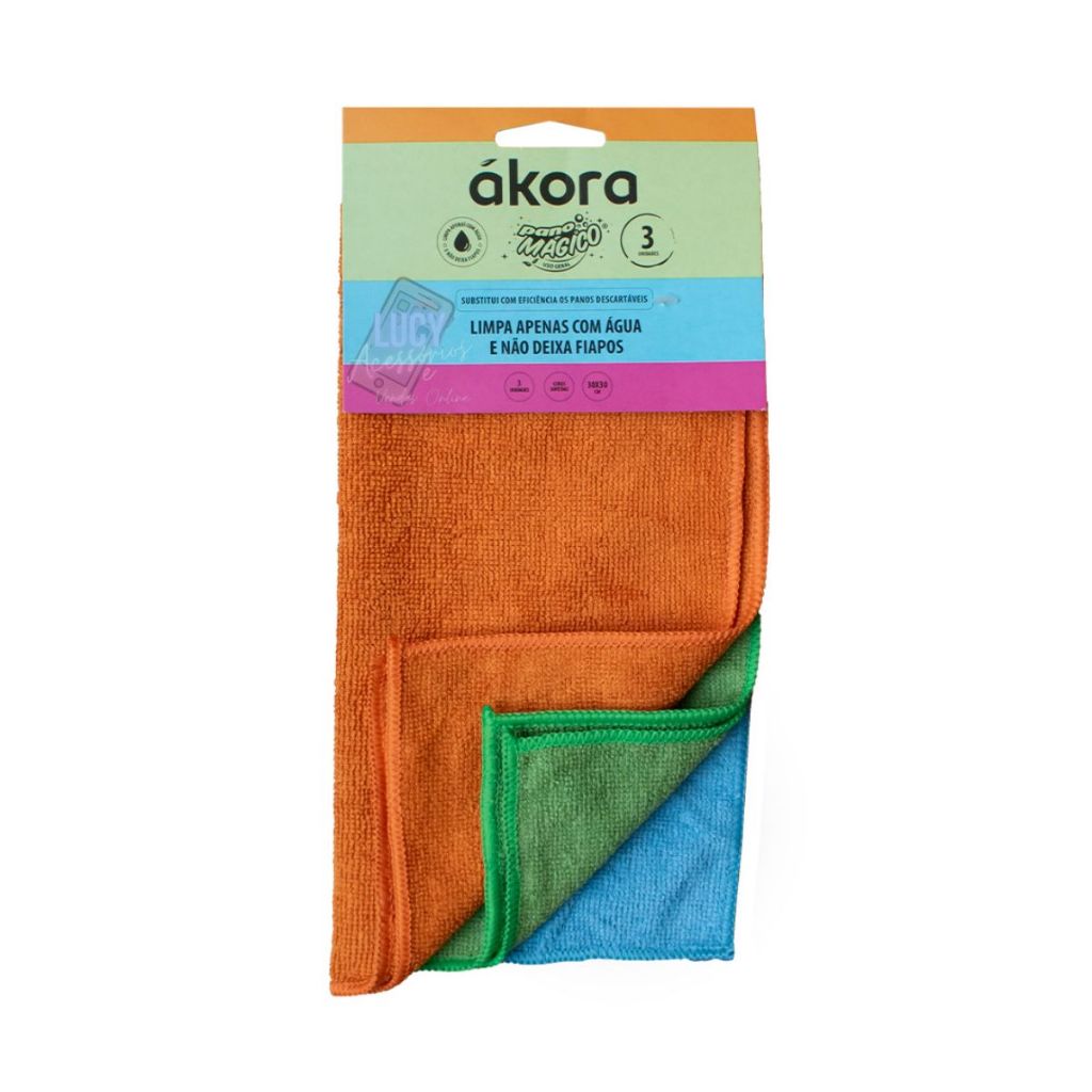 Kit 3 Panos Magicos Limpa Tudo Ákora Microfibra (Limpa Tudo Só Com Água Muito Fácil) Limpeza Geral em Oferta na Shopee