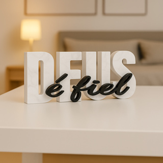 Letreiro Deus é Fiel Decorativo Sala, Escritório, Cozinha, Quarto em Oferta na Shopee