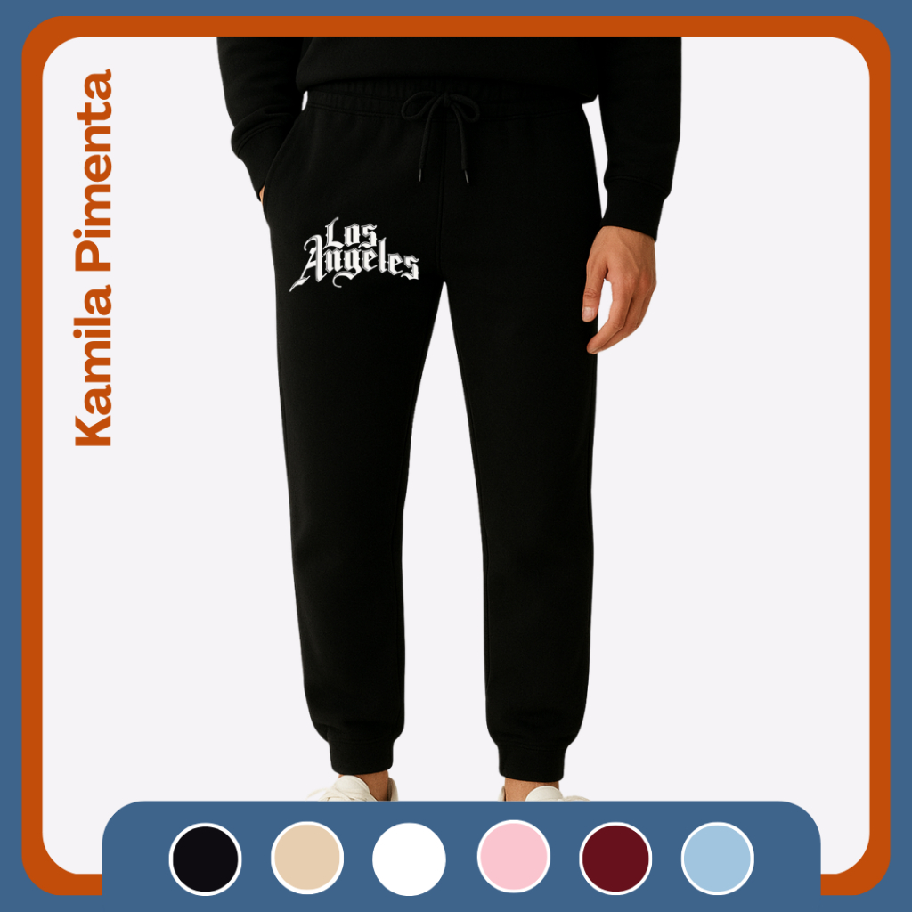 Calça Moletom New York Jogger Estampada Tecido Macio E Caimento Solto