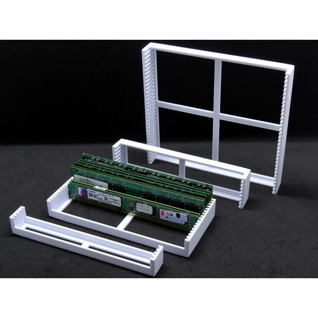 Organizador de Memórias RAM DIMM – Rack 3D para 4, 8, 16 ou 32 Pentes | Suporte Técnico e Expositor