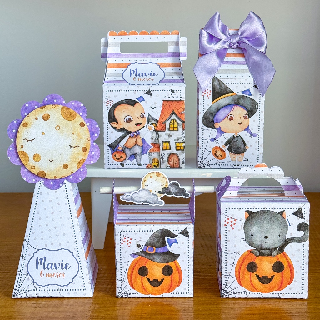 Kit Personalizados HALLOWEN PEGUE E MONTE  Lembrancinhas para festa/Aniversário/caixinha
