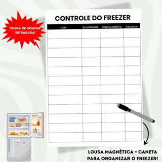 Planner Lousa Controle do Freezer Magnético 21x30cm com Caneta – Organização e Lembrete em Oferta na Shopee