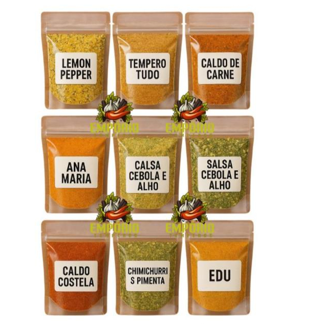 Monte Seu Kit de Temperos 1kg | Escolha 5 Unidades de 200g | Especiarias em Oferta na Shopee