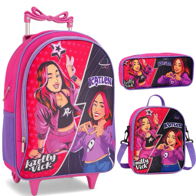 Kit Escolar Emily Vick Lanchera Termica + Estojo escolar Mochila Reforçada forro Interno em Oferta na Shopee
