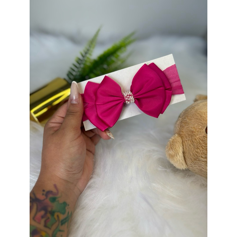 Laços Temáticos para Bebê Rosa Pink Faixas Acessórios Infantis Mesversario Fantasias