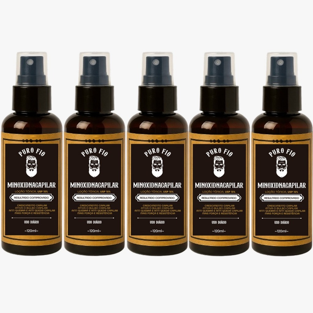 Kit 5x Tônico Capilar Serum de Crescimento antiqueda 120ml Puro Fio Cabelo Barba Sobrancelha Envio Imediato