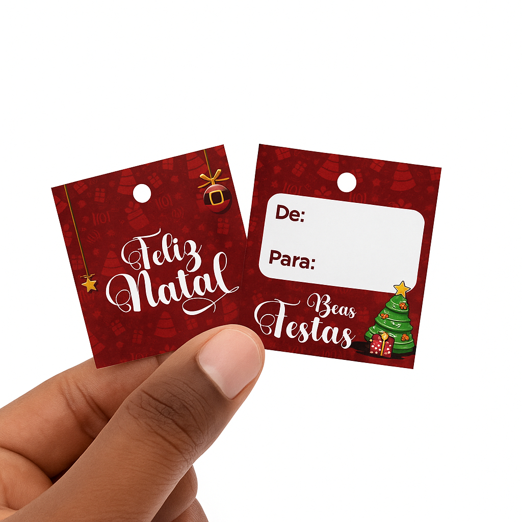 Mini Tag Natal 4x5cm Pronta Entrega com furo