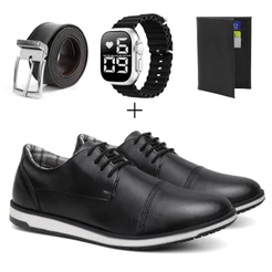 Sapato Social Oxford Tratorado Confortável Masculino Social Casamento Igreja + cinto + carteira + relogio