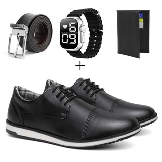 Sapato Social Oxford Tratorado Confortável Masculino Social Casamento Igreja + cinto + carteira + relogio