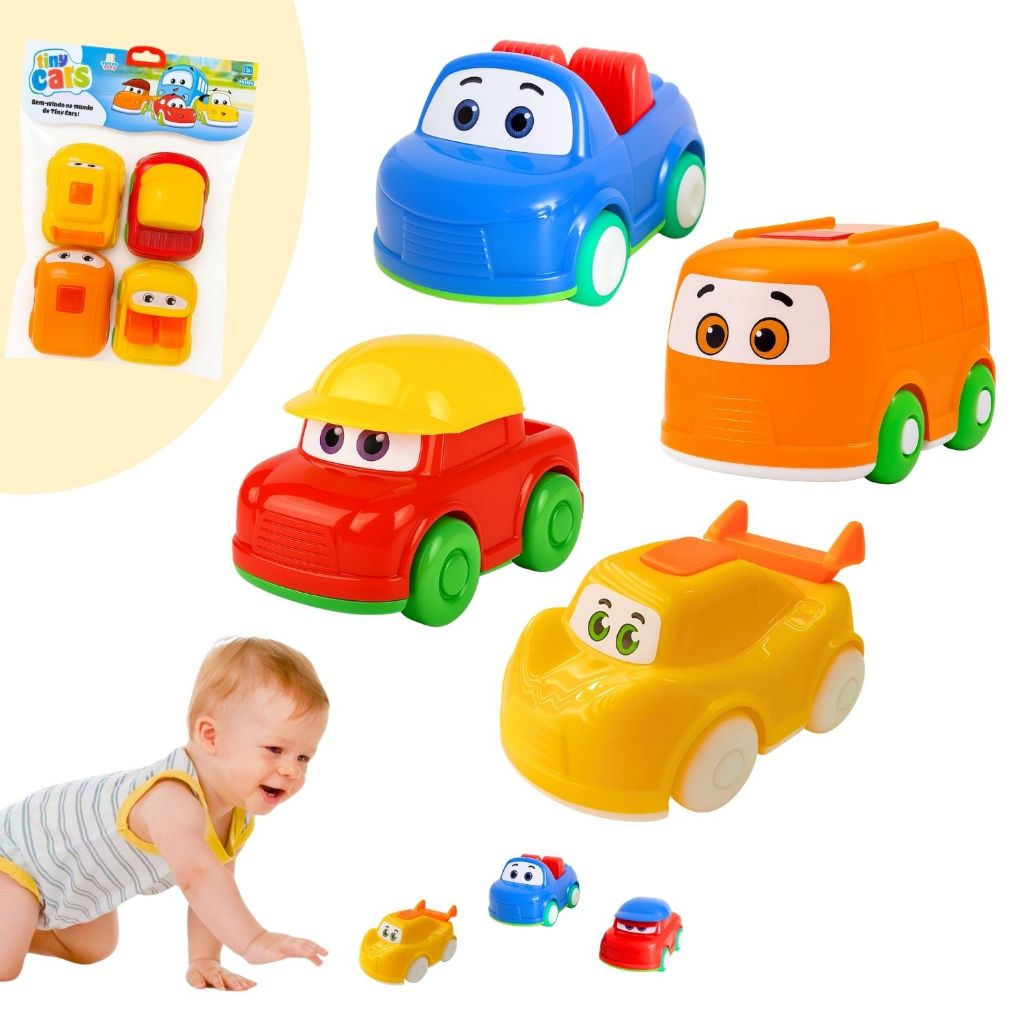Kit 1/4/8 Carrinhos Educativos Didático Sensorial Infantil Colorido Carro Kombi Com Rodas Menino Bebê em Oferta na Shopee