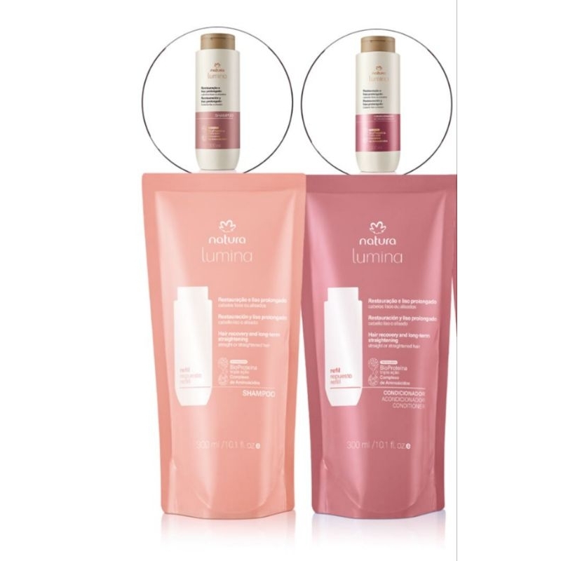 Kit Refil Lumina para Restauração e Liso Prolongado (Shampoo+Condicionador)