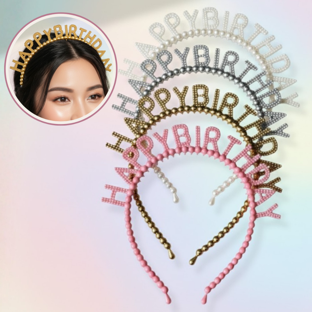 Tiara Happy Birthday Feliz Aniversário plástico acessório festa niver brilhante adulto infantil em Oferta na Shopee