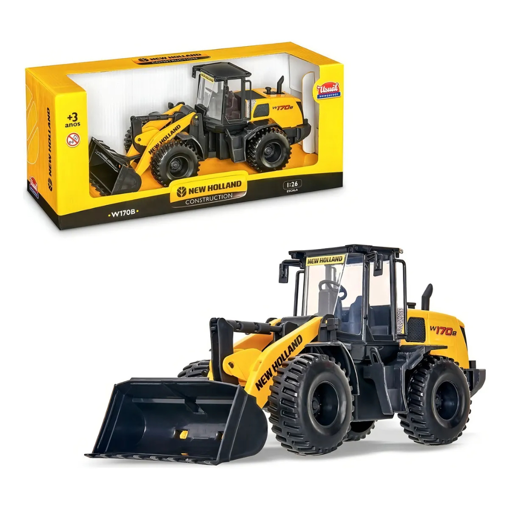 🚜 Trator de Brinquedo Pá Carregadeira New Holland Usual Brinquedos - Realista