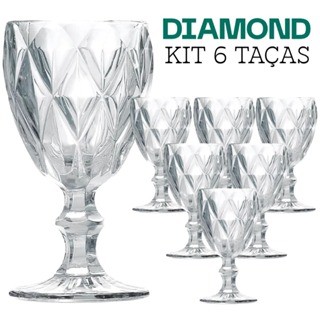Kit Taças De Vidro Diamond Greek Para Vinho E Água 330 ML em Oferta na Shopee