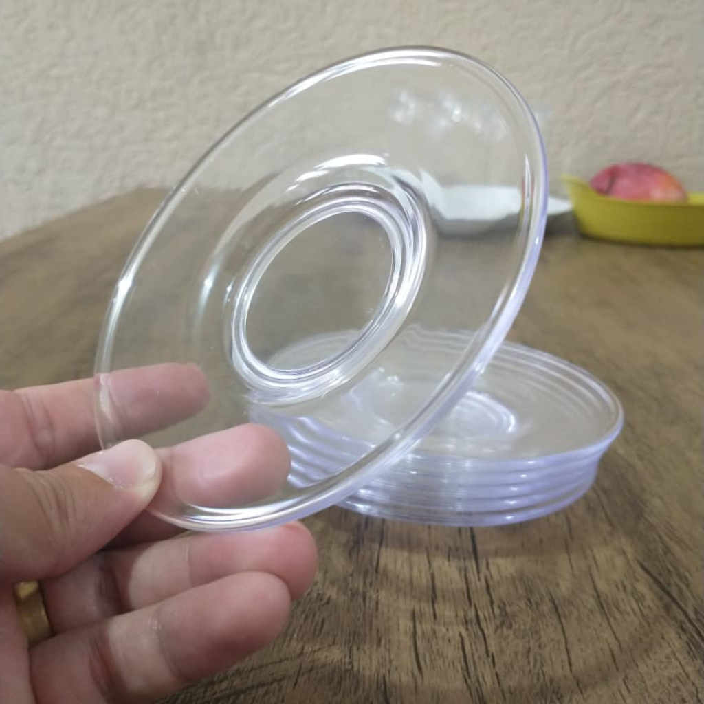 Conjunto 6 Pires Tradicional Redondo Acrílico Cristal 12 cm Cantinho Do Café Cozinha Decoração em Oferta na Shopee