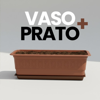 Vaso Retangular 6L COM ou SEM Prato Suporte Cores Preto Terracota Decoração Jardim Plantas Flor Casa em Oferta na Shopee