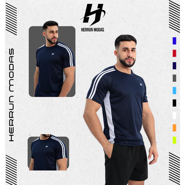 Camisa Camiseta Masculina Treino Academia Esportiva DryFit Poliéster Com Poliamida Casual