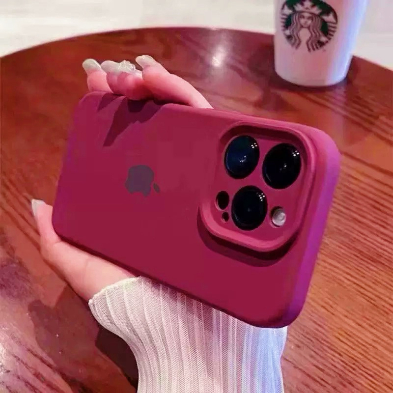 capa case silicone proteção de câmera aveludado Fechada iPhone 11 12 13 14 15 pro promax