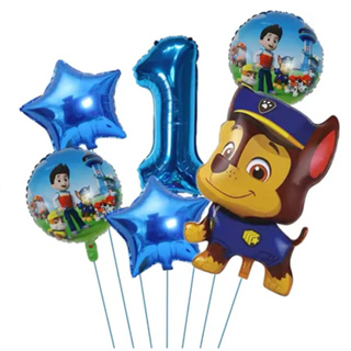 Kit BALÃO FESTA Metalizado Personagem CHASE PATRULHA CANINA com Número em Oferta na Shopee