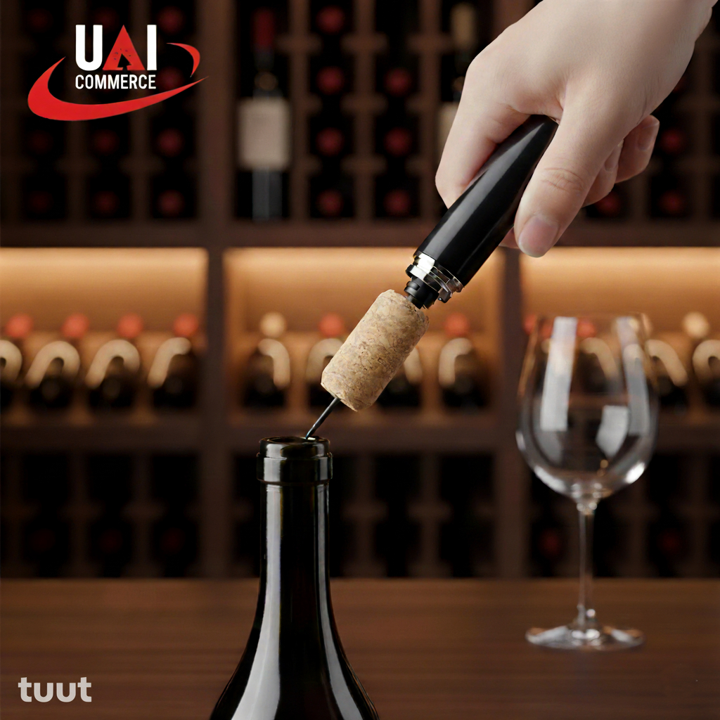 Saca Rolha Abridor Vinho Pneumático Bomba Ar Pressão Agulha Cor Preto - Formato Caneta
