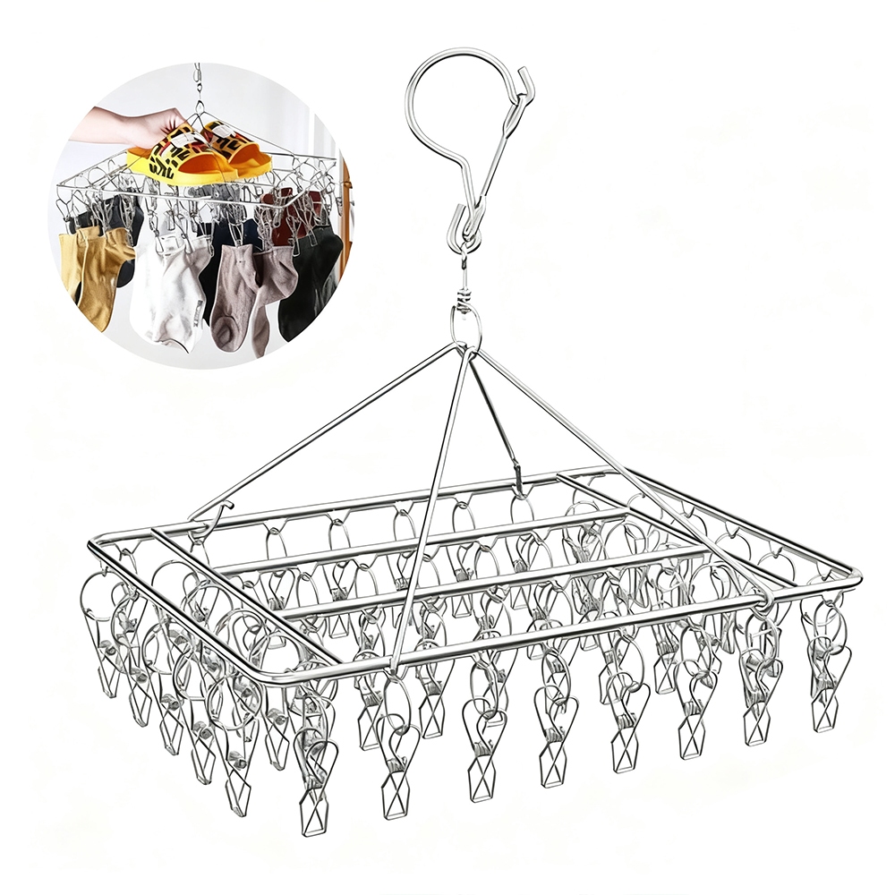 Varal 60 Clips Inox Prendedores Roupa Bebe Calcinha Cueca Dobrável Inox