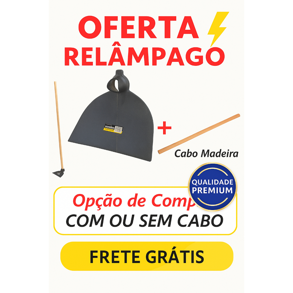 Enxada larga Enxadão tamanho 2  - 28 cm COM ou SEM CABO MADEIRA - aço especial VONDER em Oferta na Shopee