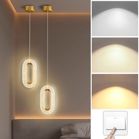 3 Cores(110V-220V) ILIFE Pendente Cristal Oval Elipse Moderno Dourado Luminária 15W Bivolt em Oferta na Shopee