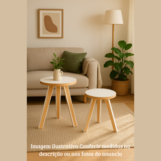 Conjunto 2 Mesinhas de Centro Decorativa Mesa de Apoio Em MDF Redondo em Oferta na Shopee