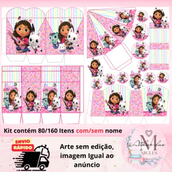 Kit com 80/160 itens lembrancinhas TEMA A CASA MÁGICA DA GABBY (COM/SEM NOME) - Envio rápido!!!