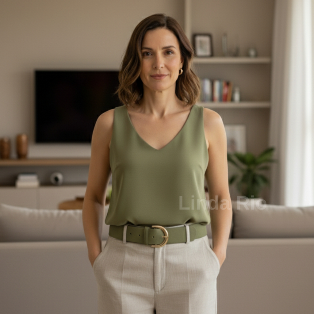 Blusa Regata Feminina Alça Larga Soltinha Elegante Decote V Tecido Duna em Oferta na Shopee