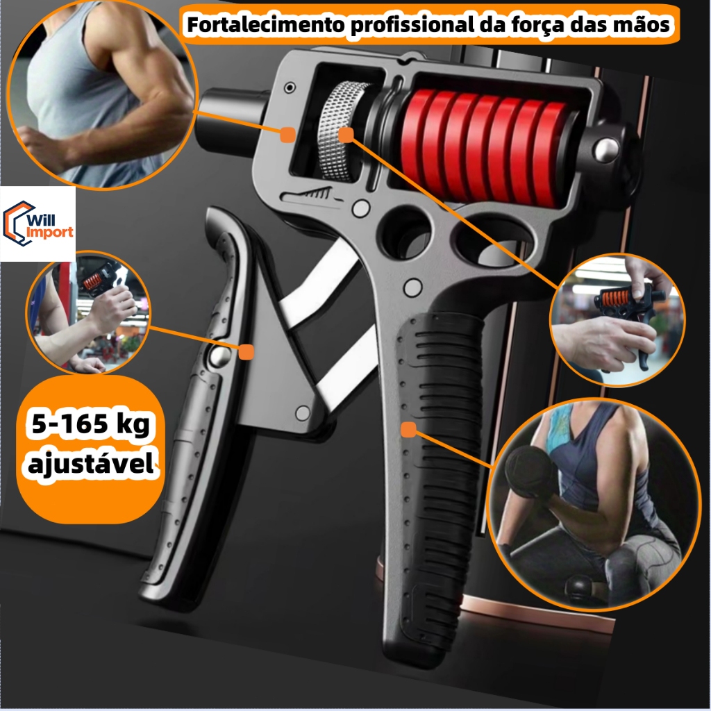 Hand Grip Metal 5-165 kg Resistente Fortalecedor Exercício Braço Antebraço Mola com Ajuste de Força