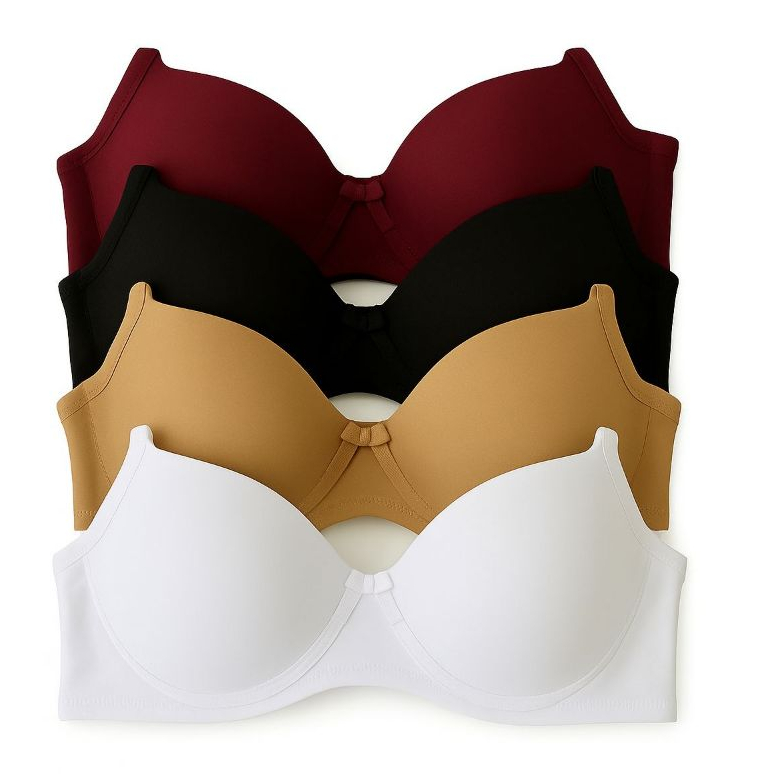 kit Com 4 peças de Sutiãs com bojo Básico Reforçado de Microfibra Conforto diario Sustenção Lingerie em Oferta na Shopee