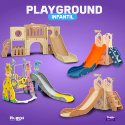 Playground Infantil Brinquedo Kids Multifunções com Escorregador Basquete Balanço Luneta