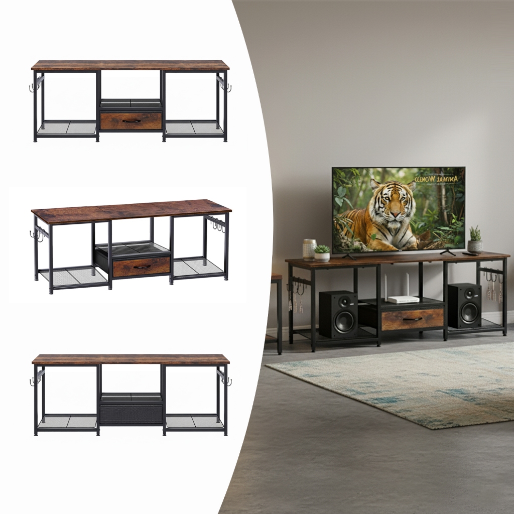 Rack Para TV Com Gavetas Marrom Rack Aparador Bancada Para TV até 55 Polegadas 1.2m, Funcional e Compacto p/ Sala e Quar em Oferta na Shopee