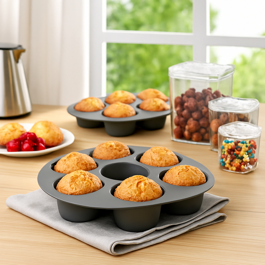 Forma Silicone Cupcake 7 Cavidades Antiaderente Utensílio Cozinha Airfryer Forno