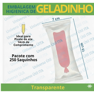 Saquinho Embalagem Higiênica Geladinho Gourmet, Juju Flau Cremosinho ChupChup  Sacolé Transparente em Oferta na Shopee