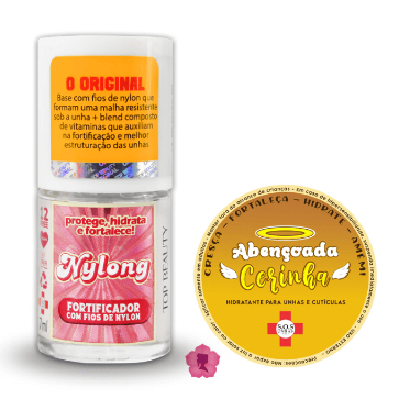 Kit Base Nylong + Abençoada Cerinha Sos Unhas Top Beauty em Oferta na Shopee