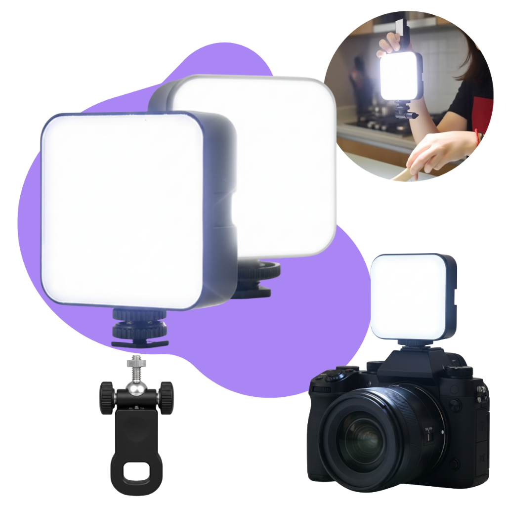 Luz Branca Portatil De Vídeo LED Para Câmera De Celular Com Painel De Preenchimento 3200K-6500K