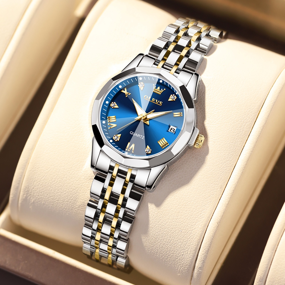 OLEVS relógio feminino a prova d água luxo orient original de aço calendário muito elegante azul 9931 em Oferta na Shopee