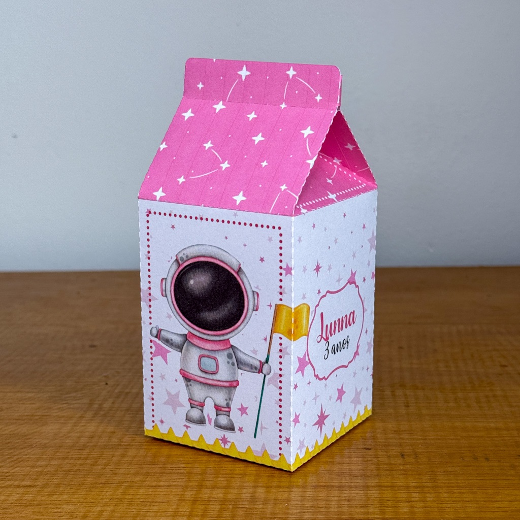 Caixas Milk Personalizadas para Festa Lembrancinha Astronauta Menina  PEGUE E MONTE  kit festa personalizada