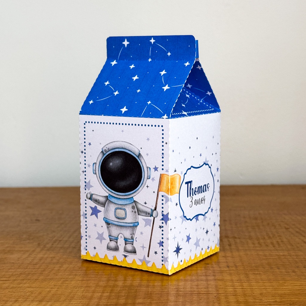 Caixas Milk Personalizadas para Festa Lembrancinha Astronauta Menino PEGUE E MONTE  kit festa personalizada