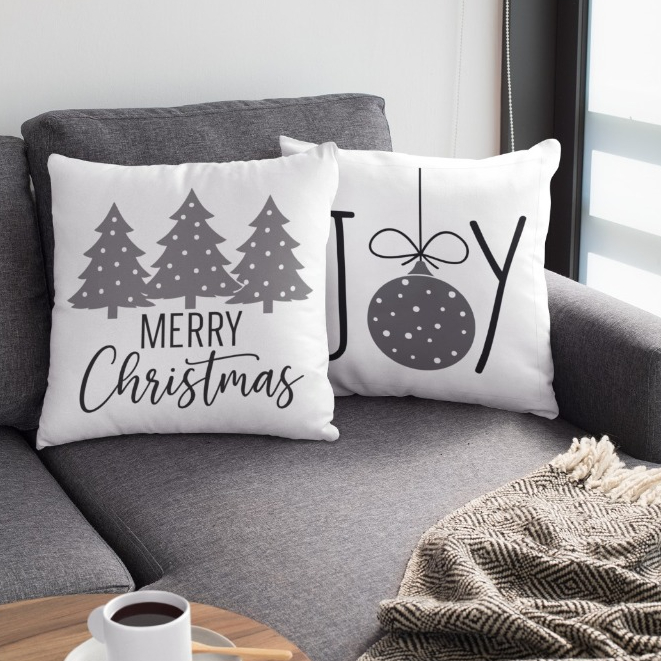 Kit c/ 2 Capas de Almofada Decorativas  40x40 - Natal Capa De Almofada Sopa Papai Noel