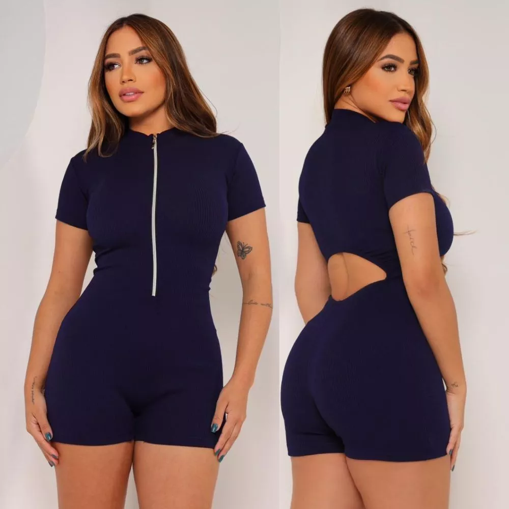 MACAQUINHO FEMININO CANELADO COM ZÍPER TUBINHO TREINO FITNESS CASUAL CURTO MODA BLOGUEIRA