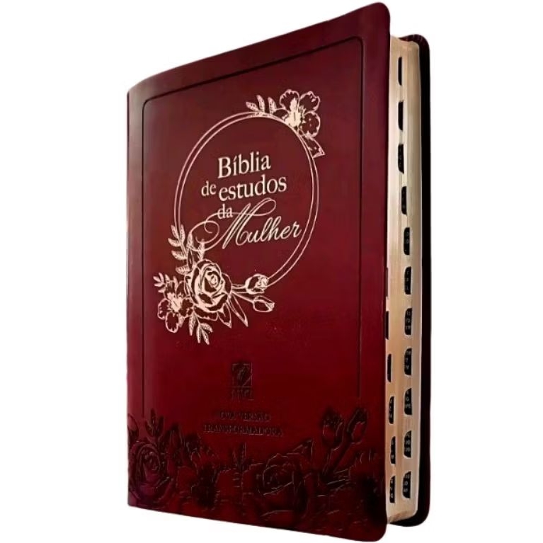 Bíblia de estudos da mulher couro Bordô  - Letra Grande
